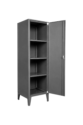 Alfafonet Ziglat Serisi Kilitli Metal Home Office Dolabı Metal Kapaklı Antrasit Gri Ral 7016 450x1500x450 Mm Turuncu