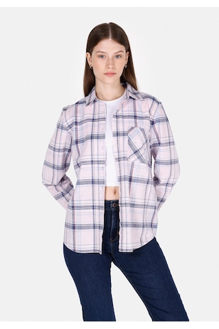 Colin's Colins Regular Fit Shirt Neck Ekoseli Kadın Pembe Uzun Kol Gömlek Cl1073285 Cl1073285 Q1.v1 Plı Pembe