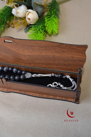 Labradorit Taşlı 33 Lü Erkek Tesbih Doğal Taş, Ahşap Kutulu Çok Renkli