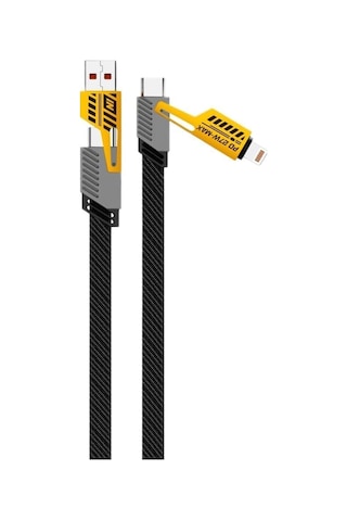 4'ü 1 Arada 65w Pd Hızlı Şarj Kablosu - Type C/usb/lightning Destekli 100 Cm Dayanıklı Örgü Yapı - Akıllı Ve Diğer