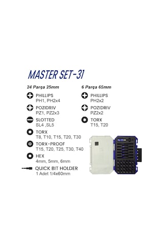 Exen Ex 8031 Master Set-31 Parça Bits Uç Seti