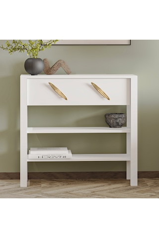 İnarch Dizayn Henric 90 Cm Tek Kapaklı Modern Dresuar Raflı Konsol & Antre Dolabı Beyaz