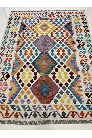 El Dokuma Afgan Kilim 100% Yün Kök Boya Elsanat Eserı İle Harıka Anadolu Desenlı Çok Renkli