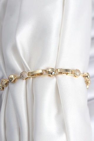 Pirinç Vıp Seri Gold Renk Topçuk Model Kadın Bileklik Çok Renkli