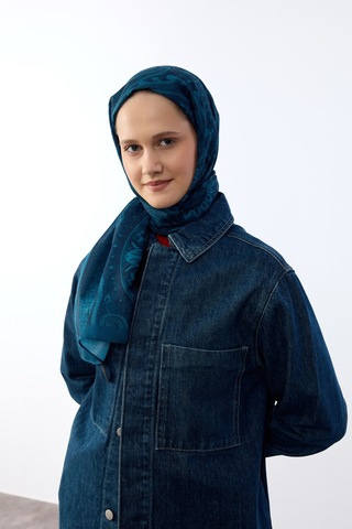 Mirsoy Scarf Mirayze Etnik Desen Şal Turkuaz