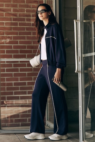 Koyu Mor Yumuşak Dokulu Dik Yaka Oversize Lastikli Kadın Eşofman Takım - 95349 Koyu Mor