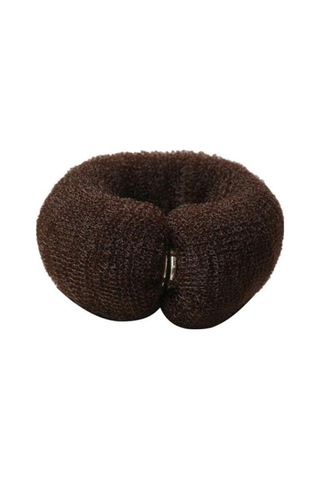 Kadın Naylon Saç Halkası Toka Düz Renk Uzun Şerit Şekli Donut Bun Saç Aksesuarları Kahverengi