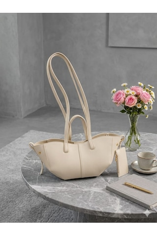 Housebags Valentina Kadın Fermuarlı + Cüzdan Charm El Ve Omuz Çantası Bej