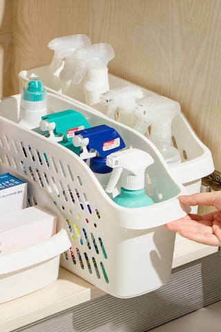 Thentech Açık Ön Tasarımlı Pratik Erzak Kutusu Plastik Raf Düzenleyici Sepet Çok Renkli