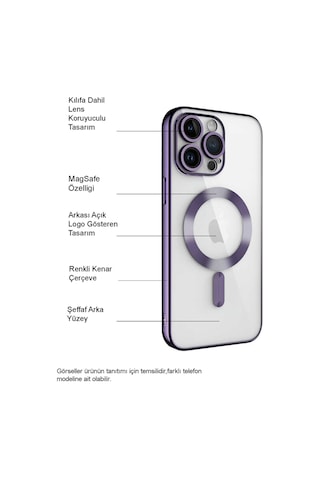 Apple Uyumlu iPhone 11 Mag Safe Özellikli Lens Korumalı Logo Gösteren Şeffaf Silikon Kılıf