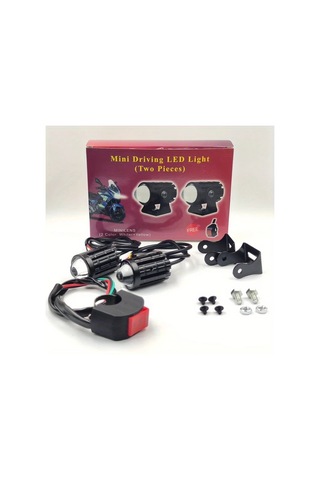Xuweiwei 2 Adet Işık 1 Adet Anahtarlı Motosiklet Led Aydınlatma Evrensel Mini Dış Aydınlatma Beyaz Sarı Çift Renkli Offroad Araç Led Seti