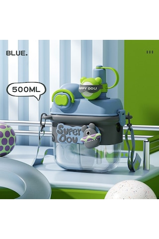 Yaz Saman Fincan Çift Içecek Çocuk Su Bardağı Kadın Öğrenciler Için Bölünmüş Bin Plastik Çift Bin Taşınabilir Su Isıtıcısı-800Ml Mavi