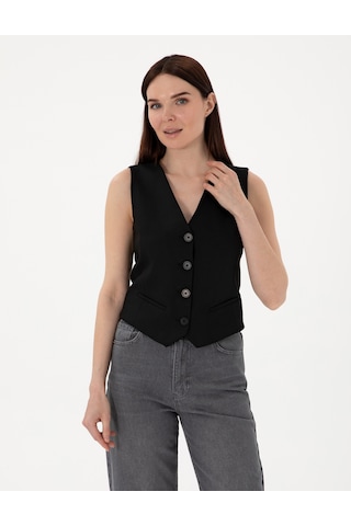 Pierre Cardin Kadın Siyah Yelek Dokuma 50300027-vr046