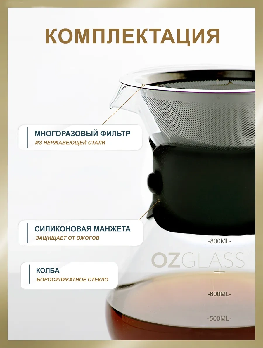 Ozglass Damlatmalı Pour Over Çaydanlık 800 Ml 87484763 Beyaz