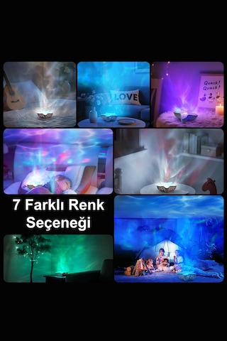 Greentech 7 Renk Şarjlı Deniz Yıldızı Projektör / Gt-lp01 Beyaz - Mavi