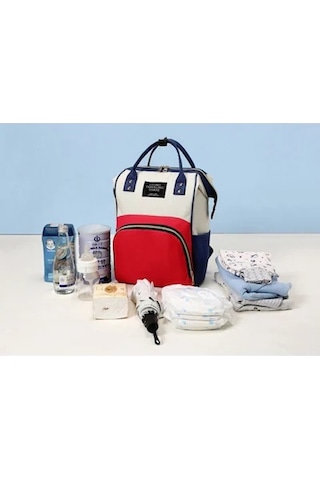 Mumya Çantası Büyük Kapasiteli Çok Fonksiyonlu Sırt Çantası Su Geçirmez Biberon Bezi Çantası Açık Mavi Açık Mavi