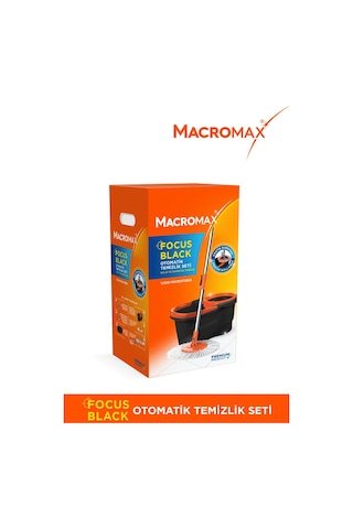 Focus Black Otomatik Temizlik Seti, Pedalsız Döner Sıkmalı 360 Başlıklı Mikrofiber Paspas