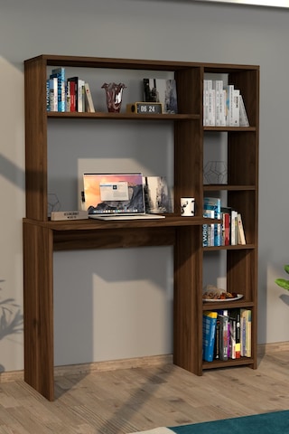 Moonlife Moonlife Duru Kitaplıklı Çalışma Masası Ceviz