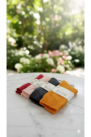 Lambswool - Penye Karışım Kadın Çorabı 36-40 Numara Asorti 4'lü Set Set 1