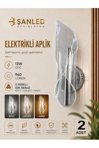 Dekoratif 12w İç Mekan Krom Kasa 3 Renkli Işık Modern Duvar Aplik Elektrikli 2 Adet