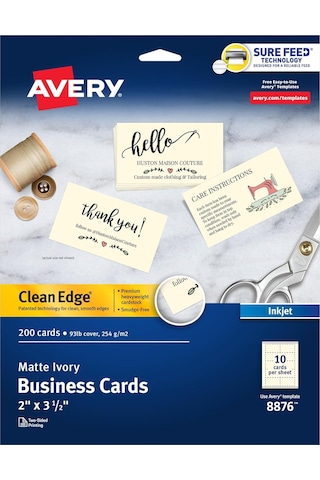 Avery Basılabilir Kartvizitler, Mürekkep Püskürtmeli Yazıcı, 200