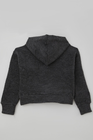 Orko Kız Çocuk Peluş Crop Hırka Kapüşonlu Fermuarlı 10-16 Yaş , Füme Melanj
