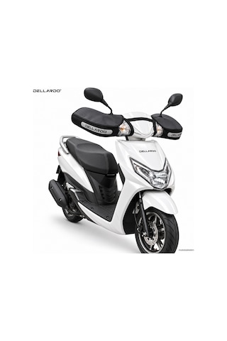 Dellardo Pro Peluşlu Scooter - Cub Motosiklet El Koruma Kılıfı - Reflektörlü Kışlık El Mufu, Su Rüzgar Geçirmez Siyah