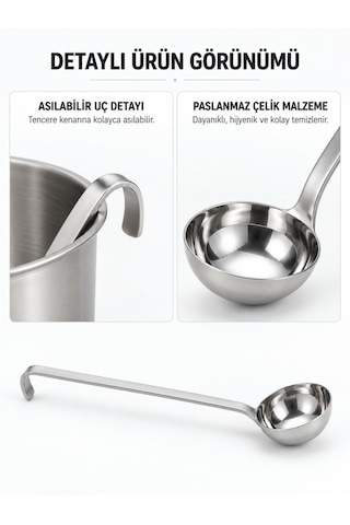 Endüstriyel Sos Kepçesi Paslanmaz Çelik Uzun Saplı Asılabilir Sıvı Dökme Servis Kepçesi Lokanta Restoran
