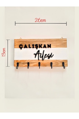 Psacraft Masif Ahşap Anahtar Askısı İsme Özel 26 X 13 Cm Kahverengi