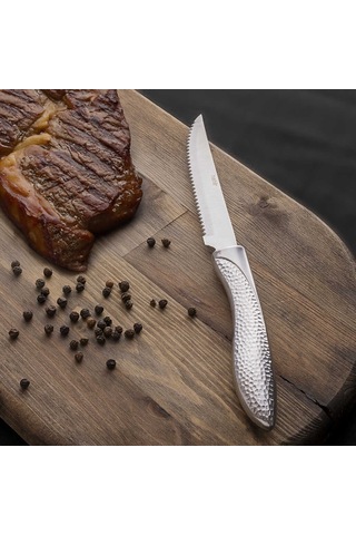 Nehir Yağız 23 Cm Steak Biftek Et Bıçağı Tekli Çelik Bıçak Gümüş