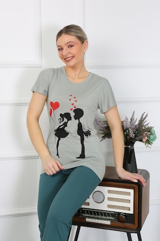 Akbeniz Kadın Kısa Kol Penye Pijama Takımı 4210-su Yeşili Su Yeşili
