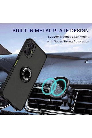 Infinix Note 40 Pro Plus 5G Kılıf Yüzüklü Standlı Extra Darbe Emici Sert Silikon Kapak - Siyah