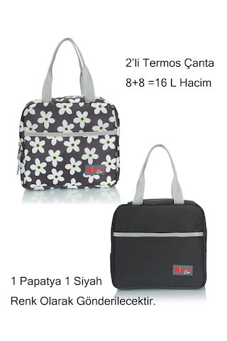 2'li Set Yemek Taşıma Çantası Sıcak Ve Soğuk Termal Termos Mama T Siyah