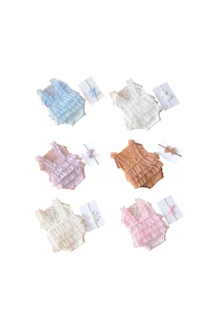 Bebek Fotoğraf Giysileri Dantel Romper Bowknot Saç Bandı Kıyafet Doğum Fotoğrafçılık Props Kostüm Giyim Bebek Tedarik Beyaz