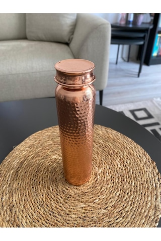 Dövme Desenli Bakır Matara - Termos - Suluk Bakır Su Şişesi Bakır