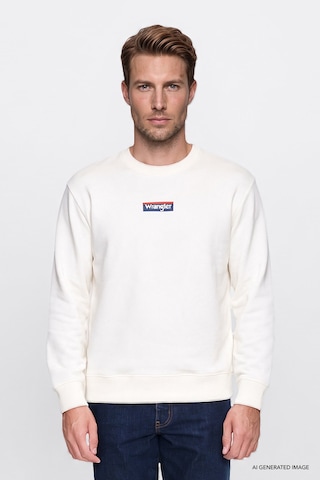 Wrangler Pamuklu Regular Fit Logo Detaylı Erkek Sweatshirt W2620152102 Ekru