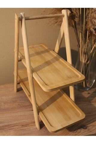 2 Katlı Bambu Çok Amaçlı Stant Sunum Organizer Diğer