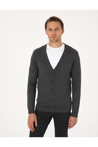 Pierre Cardin Erkek Koyu Gri Melanj Hırka Triko 50317330-vr128 Koyu Gri Melanj