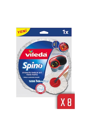 Vileda Spino Yuvarlak Mikrofiber Yedek Paspas 8'li Paket