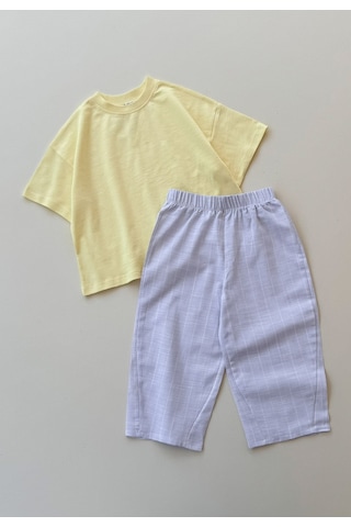 Cigit Oversize T-shirt Takım 2-10 Yaş Sarı