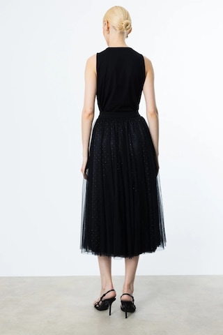 Ekol Kadın Kendinden Desenli Tül Etek 1526 Siyah Siyah