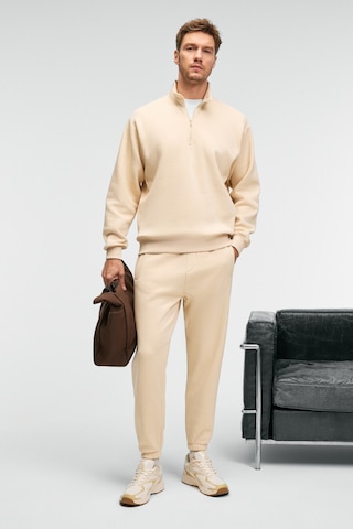 Grimelange BAXTER Erkek Dik Yakalı Fermuarlı Relaxed Vanilya Sweatshirt