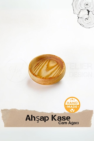 El Yapımı Çam Ağacı Ahşap Kase & Çerezlik 15 Cm