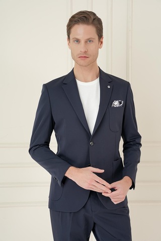 Efor Slim Fit Mono Yaka Çift Yırtmaç Torba Cep Casual Lacivert Ceket C 697 Lacivert