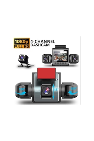 Araç İçi Kamera 4 Kameralı 170 Derece Açılı Yol Takip İç Mekan Ve Arka Kamera Kayıt 1080p Fullhd