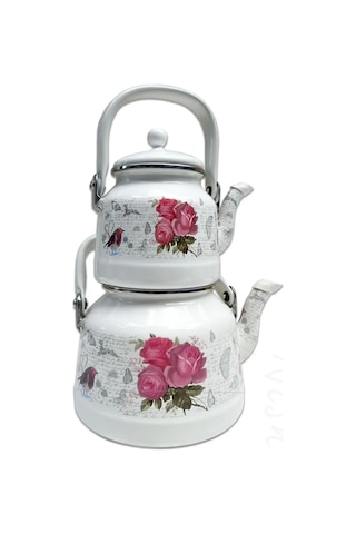 Nishev Italyan Lüks Emaye Çaydanlık Takımı Pembe