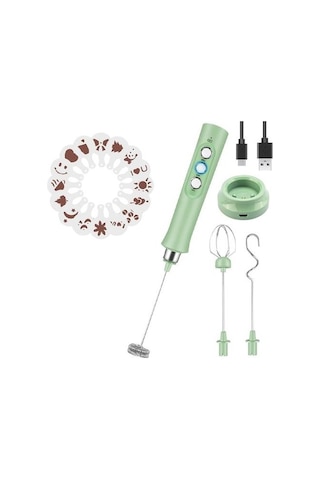 Soulader El Şarj Edilebilir Mini Süt Köpürtücü - 3 Hız Ayarı İle Latte, Cappuccino Ve Sıcak Çikolata Hazırlama Aleti Taşınabilir Kahve Köpürtücü Yeşil