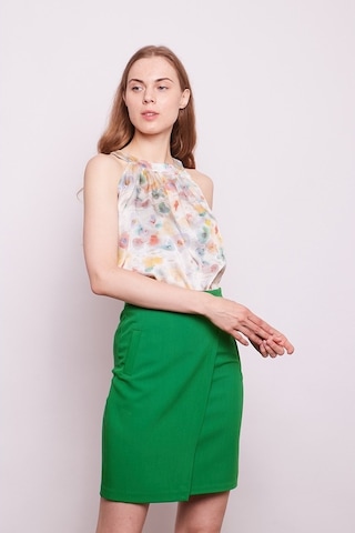 Yüksek Bel Anvelop Kruvaze Pamuklu Likralı Kumaş Kalem Ofis Etek- (544112337)