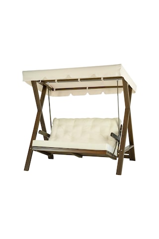 Meda Xl Ladin Ahşap Salıncak Dış Mekan Bahçe, Teras Salıncağı -krem Krem
