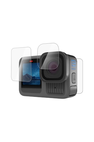Gopro Hero13 Siyah Puluz 3'ü 1 Arada Lens Ve Ön Arka Ekran 9h 2.5d Temperli Cam Filmi Şeffaf İçin